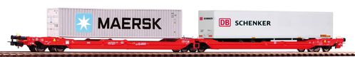 Taschenwagen T3000e mit 1 PNO Trailer und 1 40' Container Maersk
