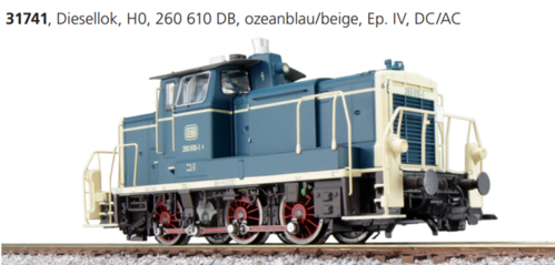 Diesellok, H0, V60, 260 610 DB, ozeanblau-beige, Sound+Rauch, DC/AC