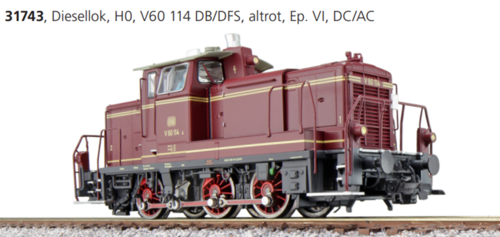 Diesellok, Diesellok, H0, V60, V60 114 DB/DFS, altrot, Sound+Rauch, DC/AC